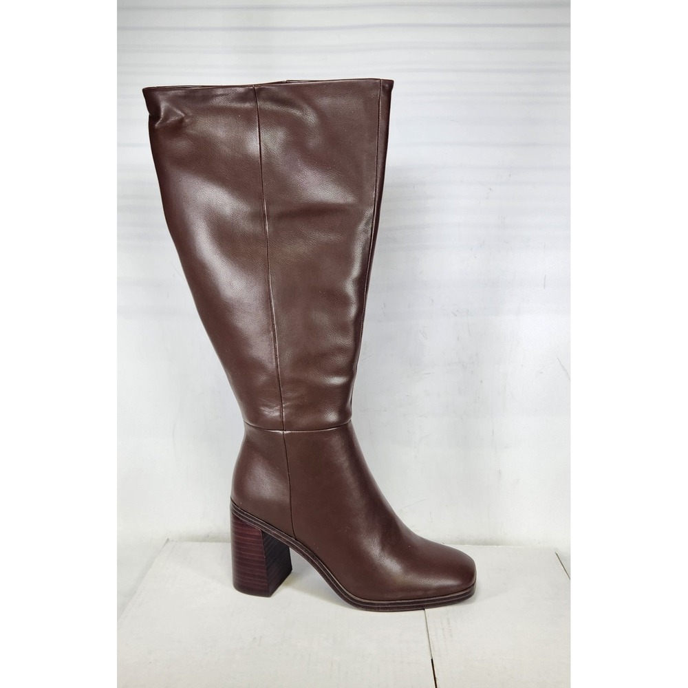 DV Dolce Vita Flapper Boot Women Size 8 Dark Brown Wide Calf Block Heel Square
